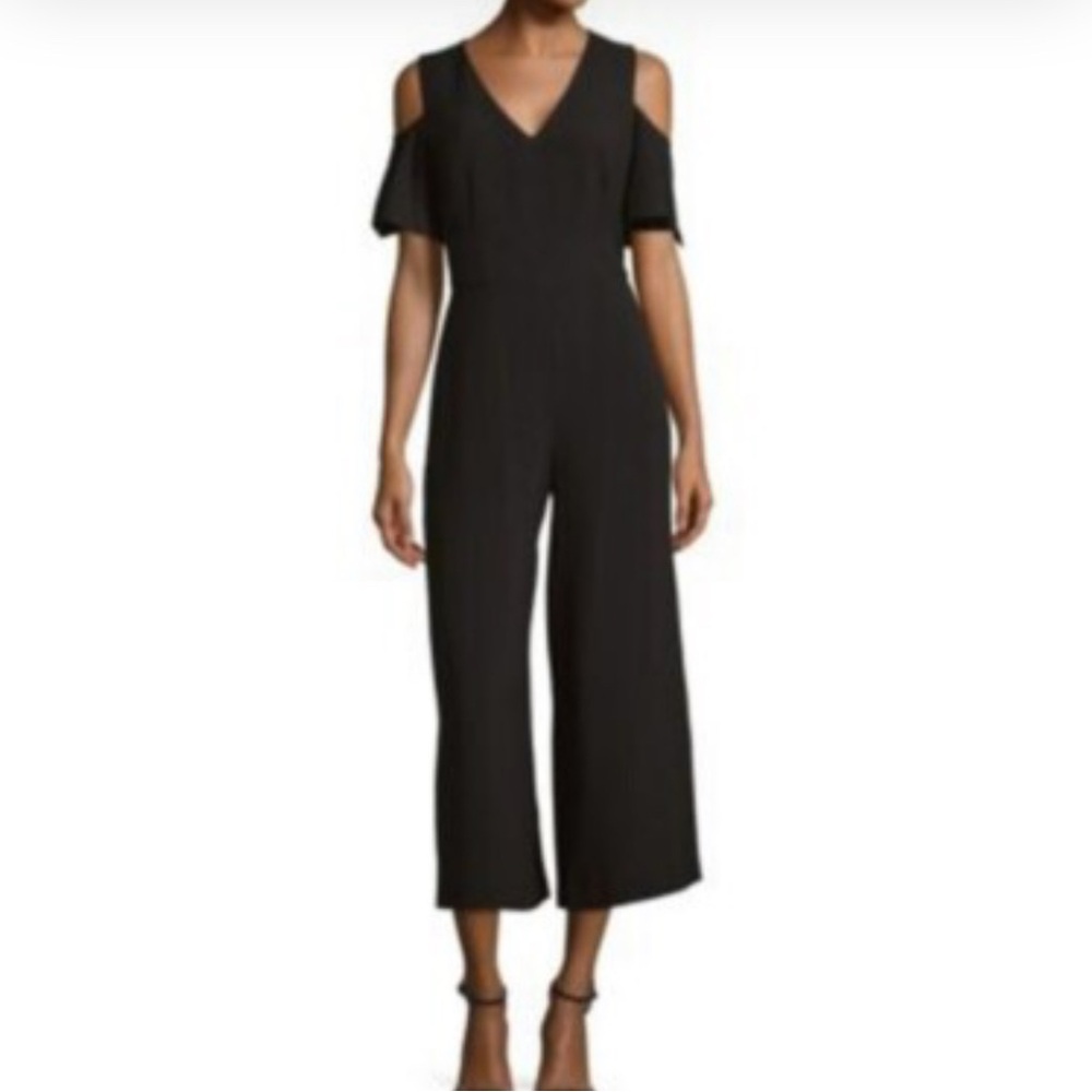 Karl Lagerfeld Black Cold-Shoulder Jumpsuit